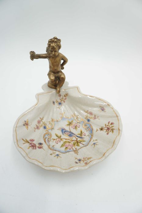 PIĘKNA mydelniczka -porcelana z brązem