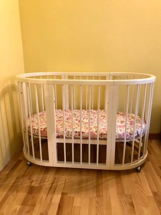 Ліжко Ovalbed 8 в 1, трансформер з маятником+матраци+балдахін+постіль!