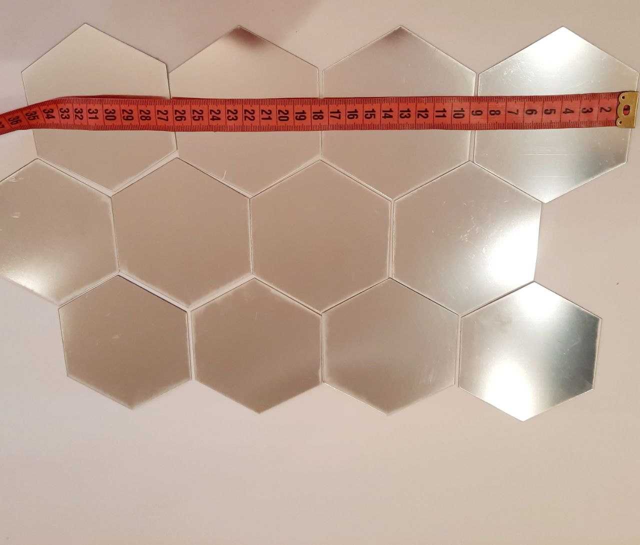 Наклейка на стену 12 штук  зеркальная акрил соты шестигранная 10*8.5