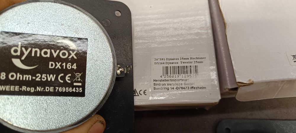 ВЧ- динаміки DynaVox  DX164 Tweeter 25 mm -8 ом (ціна за пару нових)