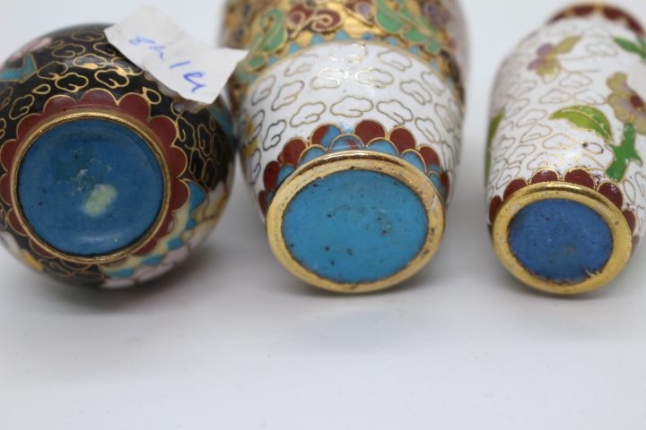 Conjunto de 3 Jarras Chinesas em Metal Cloisonné 7,5 A cm