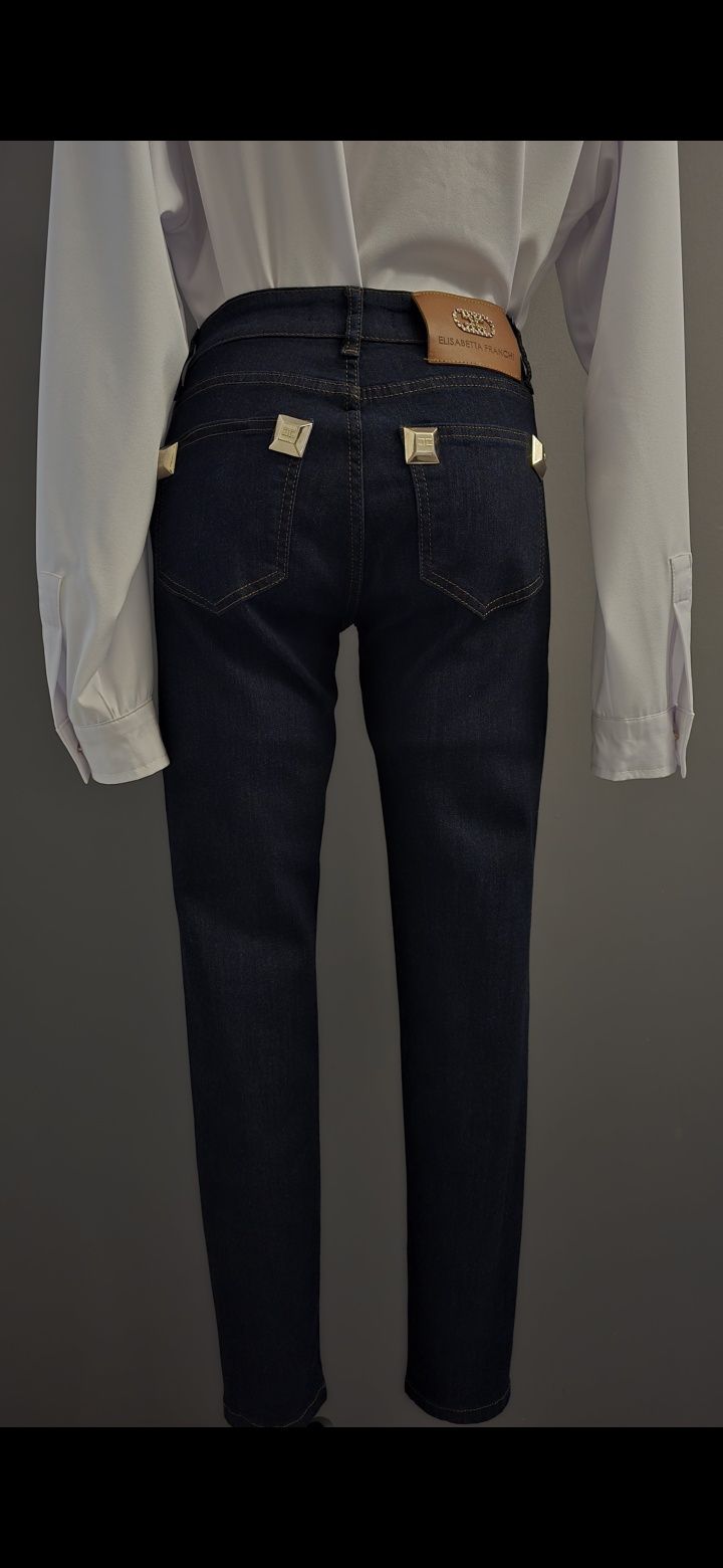 Jeansy spodnie skinny cygaretki Z wysokim stanem Elisabetta Franchi ro