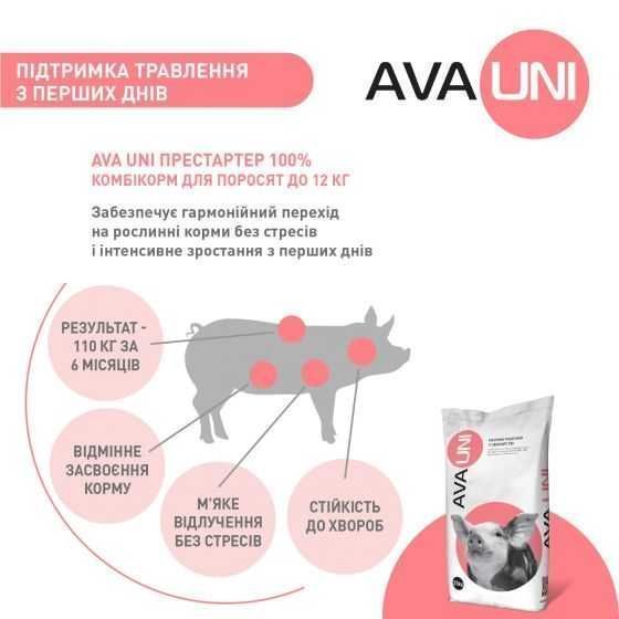 Комбікорм для свиней до 12 кг AVA UNI Престартер
