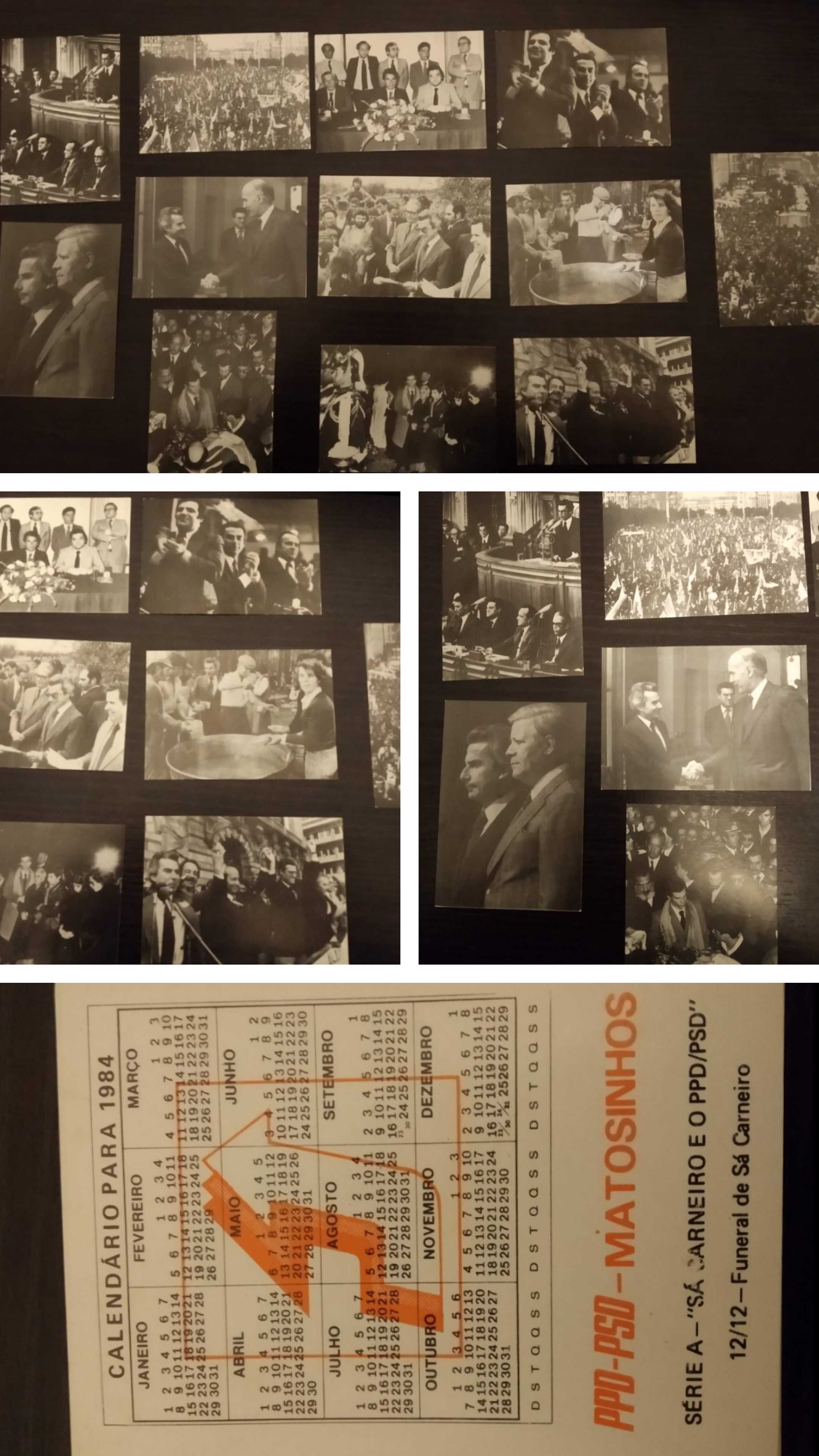 Máquina fotográfica rolo, calendários, lamparina, cinzeiro