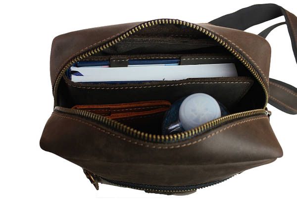 Сумка чоловіча слінг на плече бананка sms3-2(30) коричнева