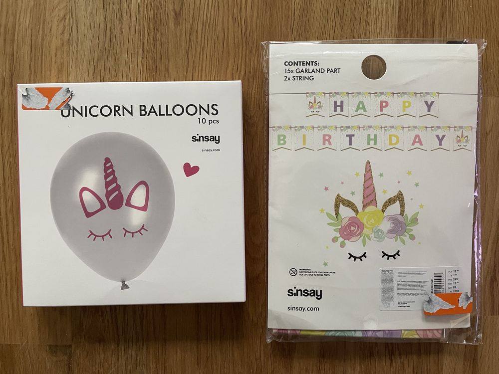 Sinsay Girlanda i balony Jednorożce Nowe