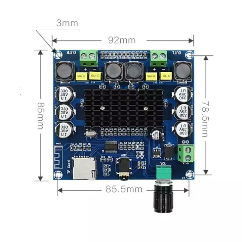 TDA7498 2*100 Вт цифровой усилитель мощности. Bluetooth 5.0 AUX, TF