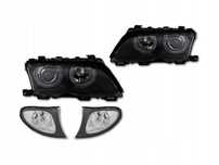 Reflektory Lampy Kierunkowskazy kpl Czarne Black Soczewka Bmw 3 E46 Lift