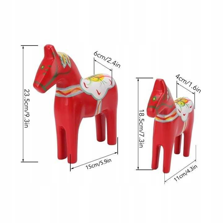 Drewniane szwedzkie konie ręczniemalowane