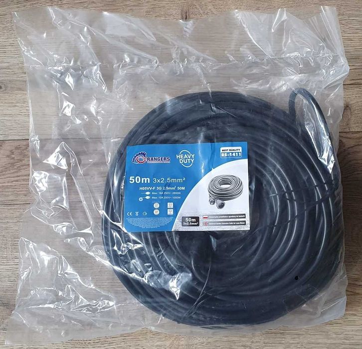 Przedłużacz ogród, budowa, 3x2,5mm2 ~50m