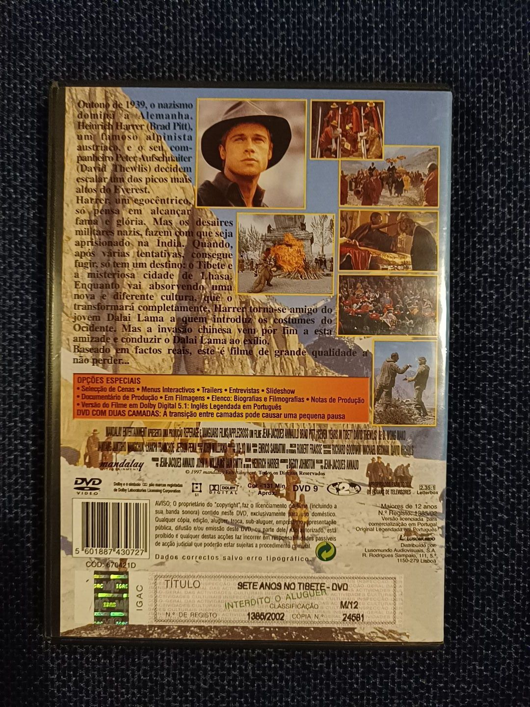 DVD do filme "Sete Anos no Tibete", Brad Pitt (portes grátis)
