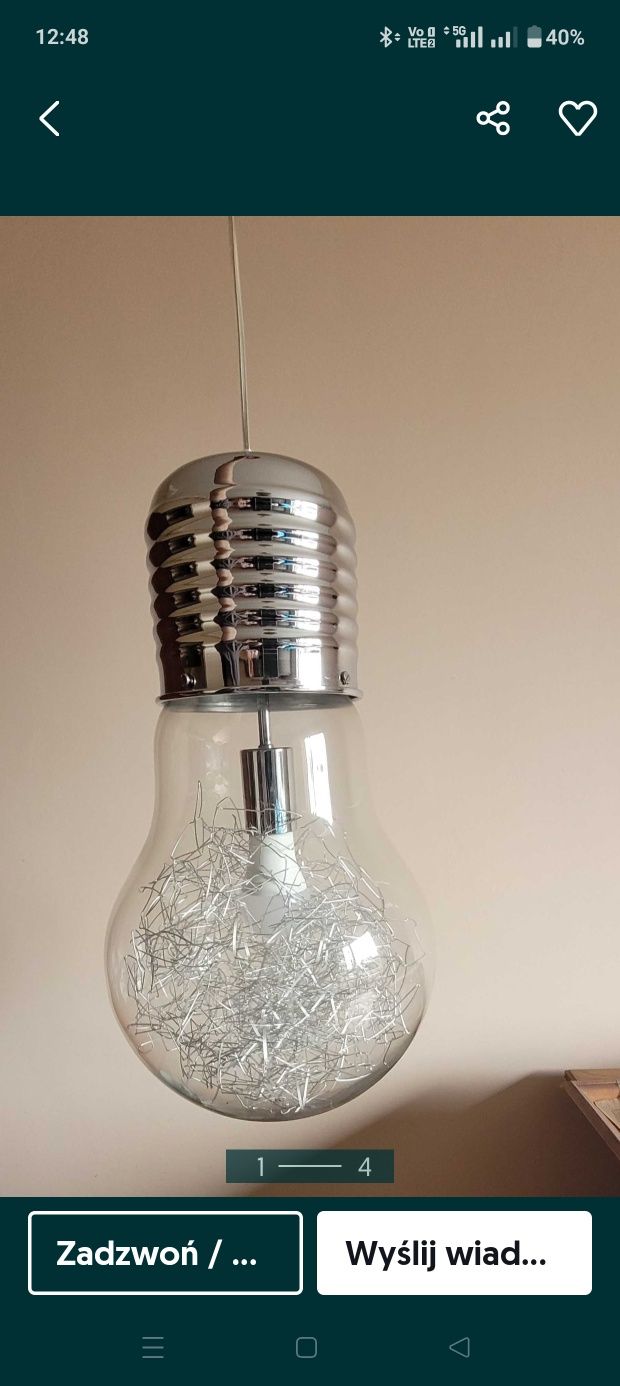 Lampa wisząca  w kształcie żarówki