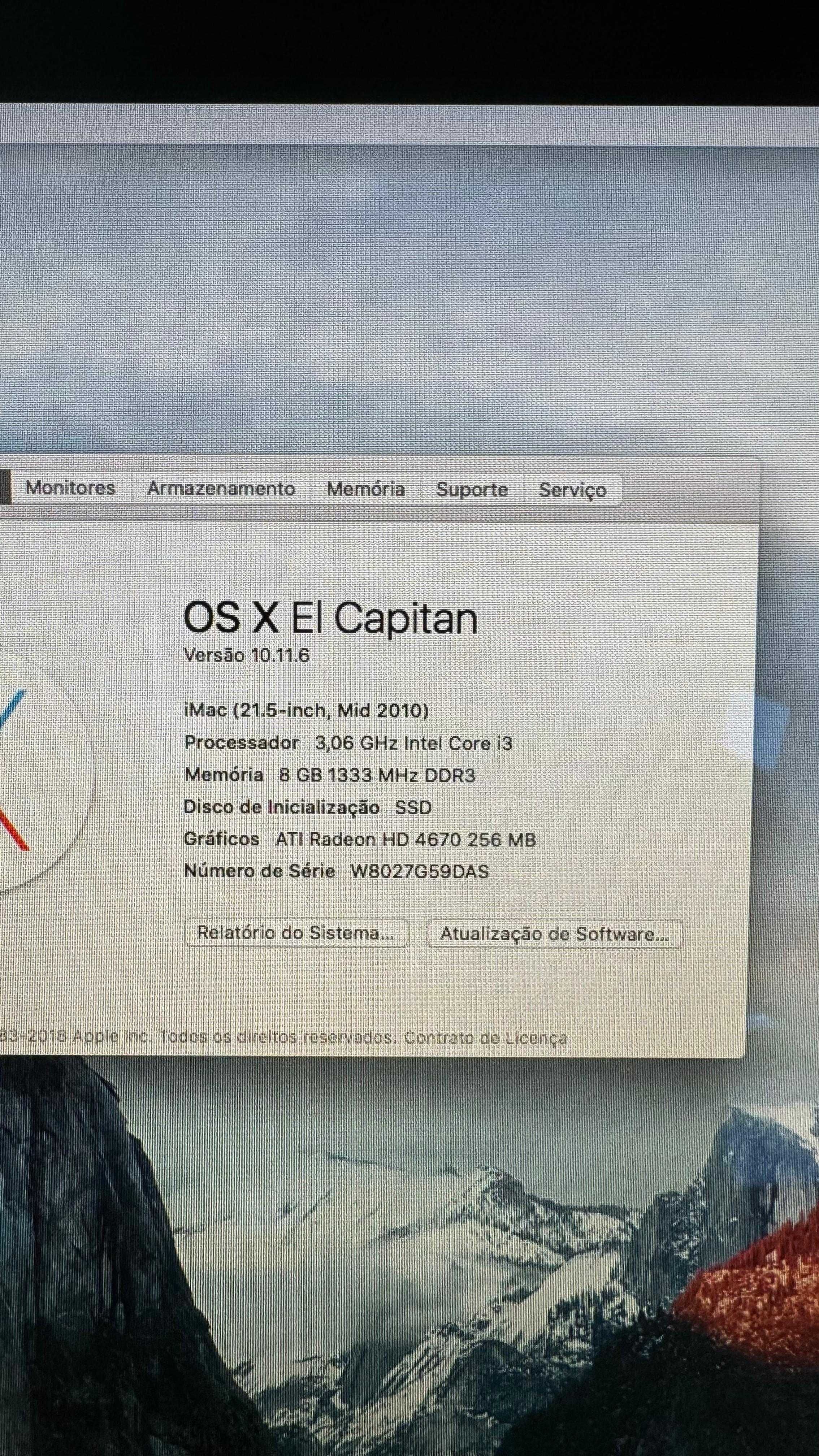 iMac 21.5 (2010) i3, 8Gb ram, SSD 500gb, OS X El Capitain