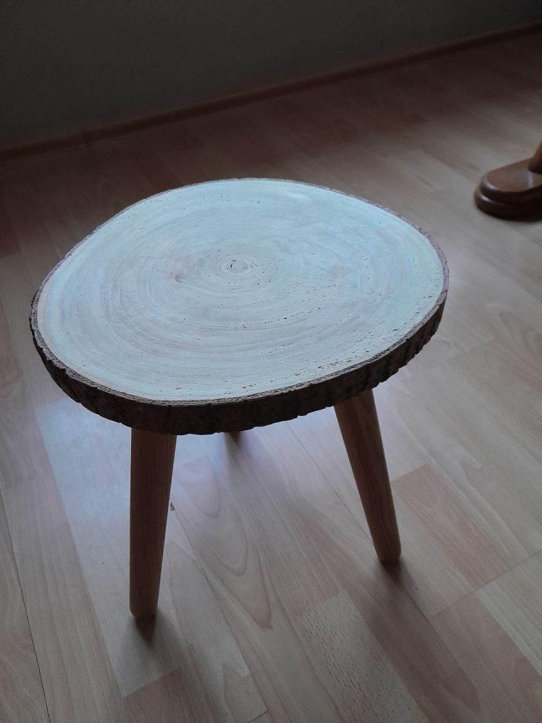Stolik kawowy Dąb, drewno egzotyczne tekowe plaster drewna 33cm