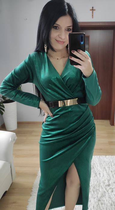 Sukienka długa maxi welur błyszcząca święta wigilia sylwester