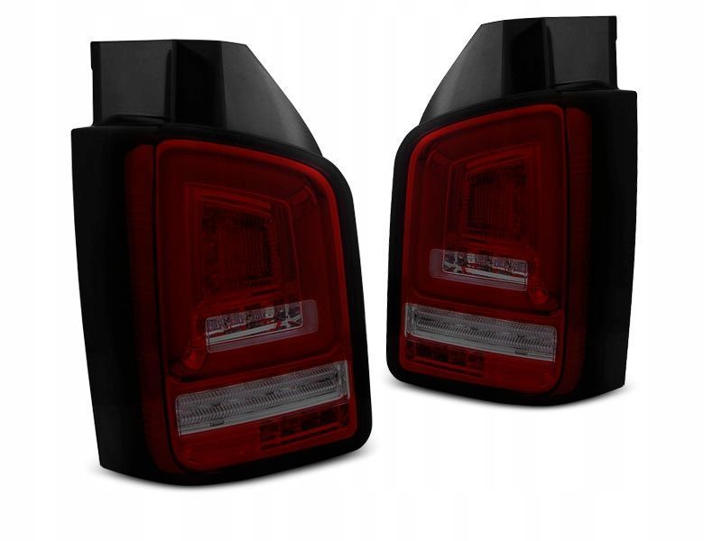 lampy diodowe vw t5 10-15 red smoke full led dts