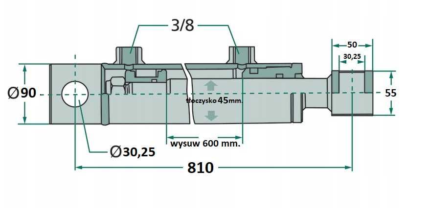 cylinder łuparka duży nacisk. Wysuw 60 cm. Dobieram podzespoły.