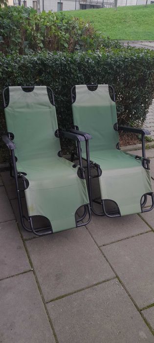 Leżaki metalowe zielone 2 szt Odbiór  Osobisty