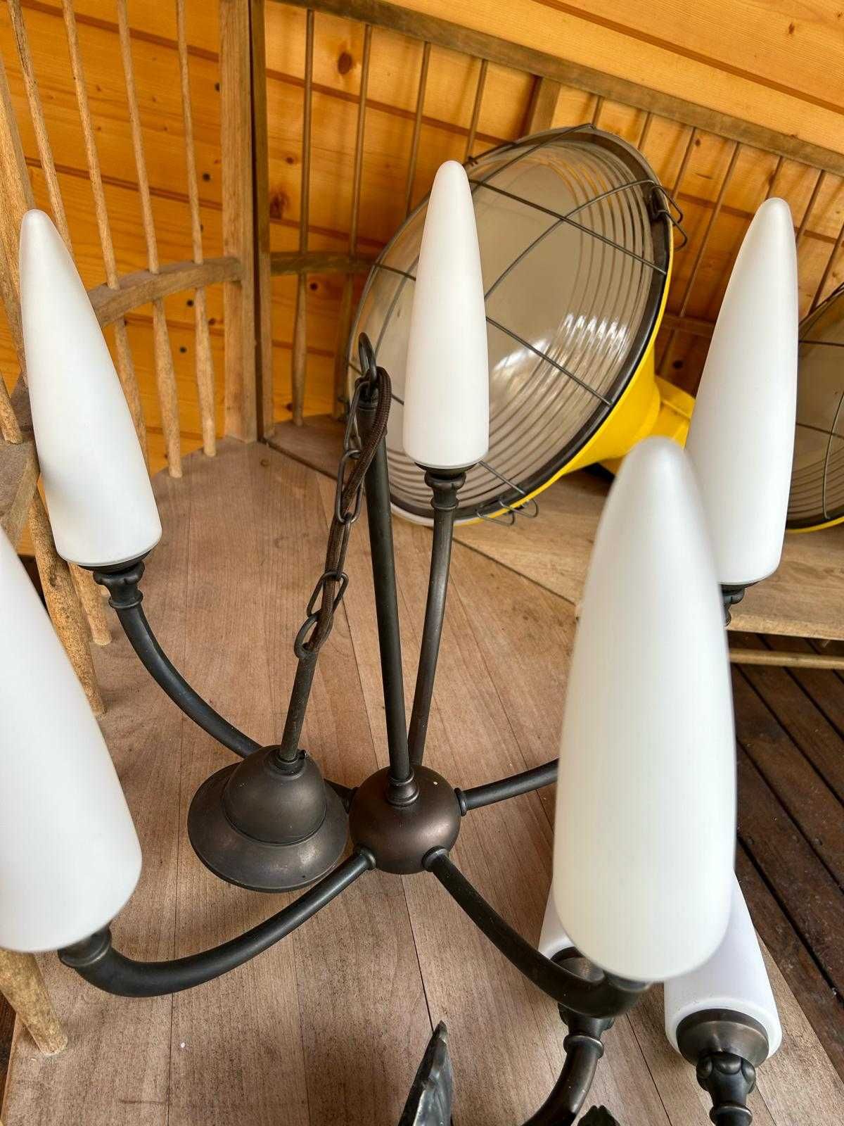 Żyrandol oraz 2 kinkiety mosiężne  Art deco Lamptique