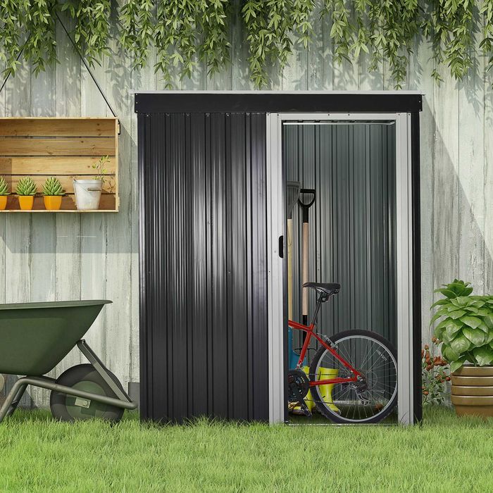 Abrigo Jardim Metal 163x89x182 cm Preto Novo