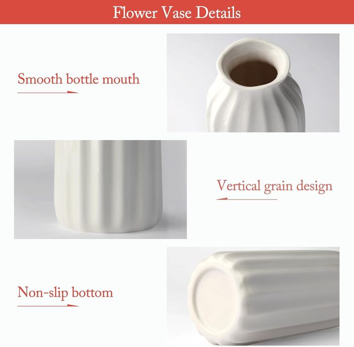 Ceramiczny Wazon Zestaw 2 Sztuki Żebrowane w Stylu Boho Białe