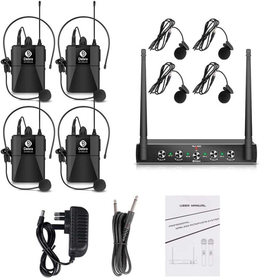 DDebra Audio AU400 Pro UHF 4-kanałowy bezprzewodowy system mikrofonowy