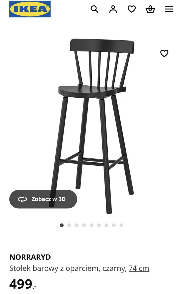 Krzesło hoker barowe stolek barowy z oparciem norraryd ikea
