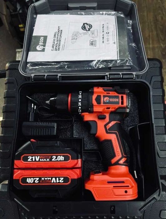 Шуруповерт EDON ED-21PBL OL аккумуляторный безщеточный дрель с ударом