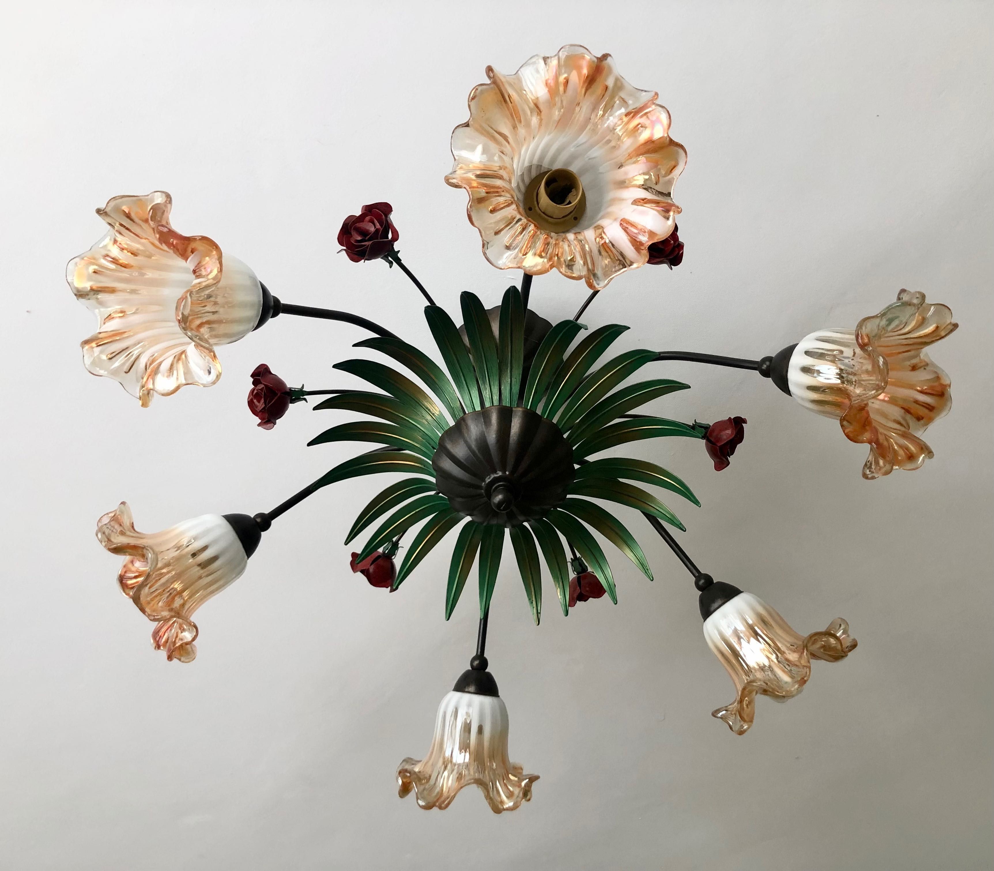 Przepiękny rustykalny żyrandol lampa wisząca romantyczne róże 6x40W