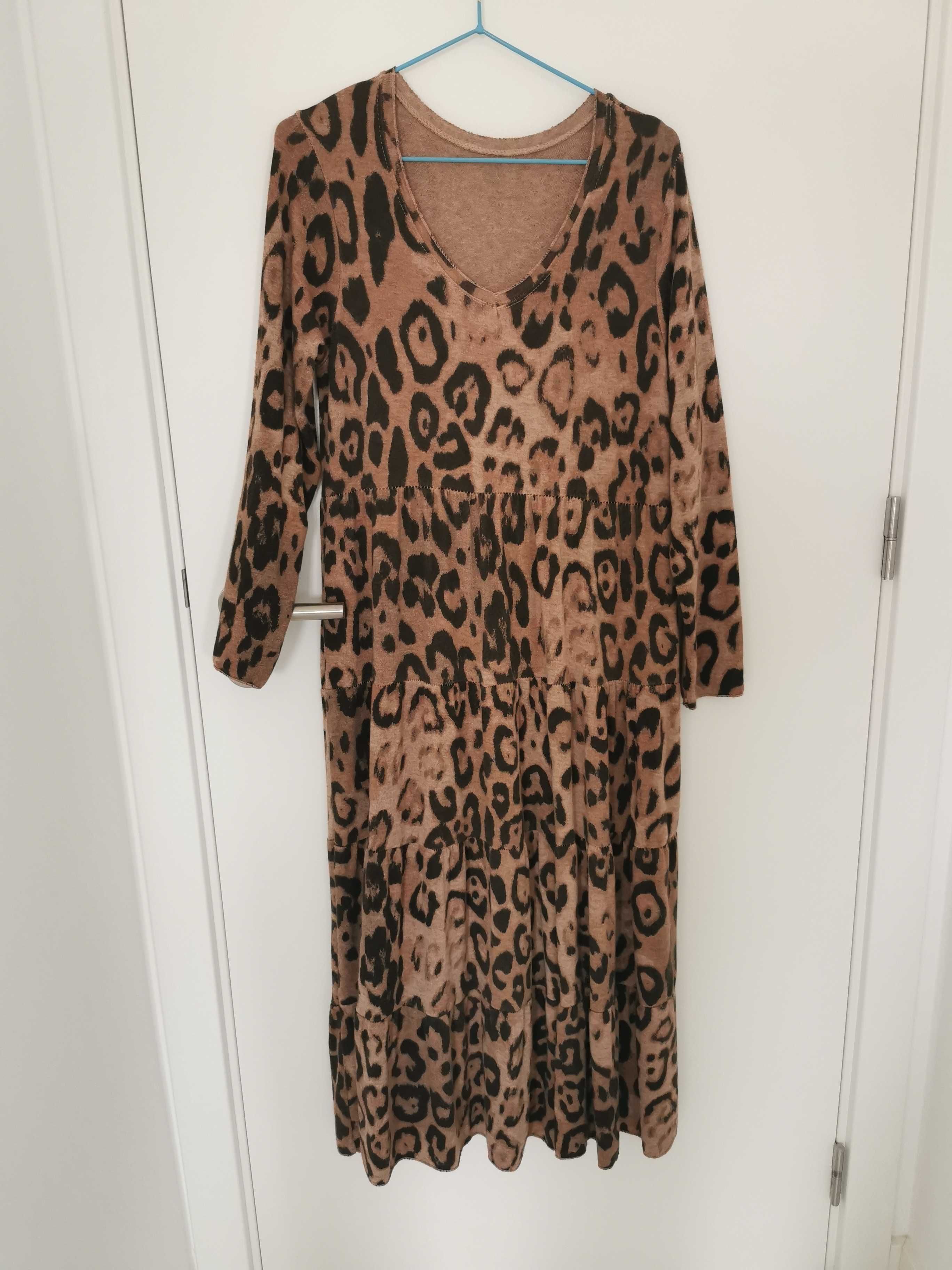 Vestido comprido animal print, tamanho L/XL