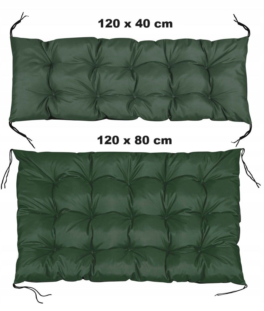 Zestaw Poduszka ogrodowa 120/80 cm + 120/40 cm na ławkę palety zielona