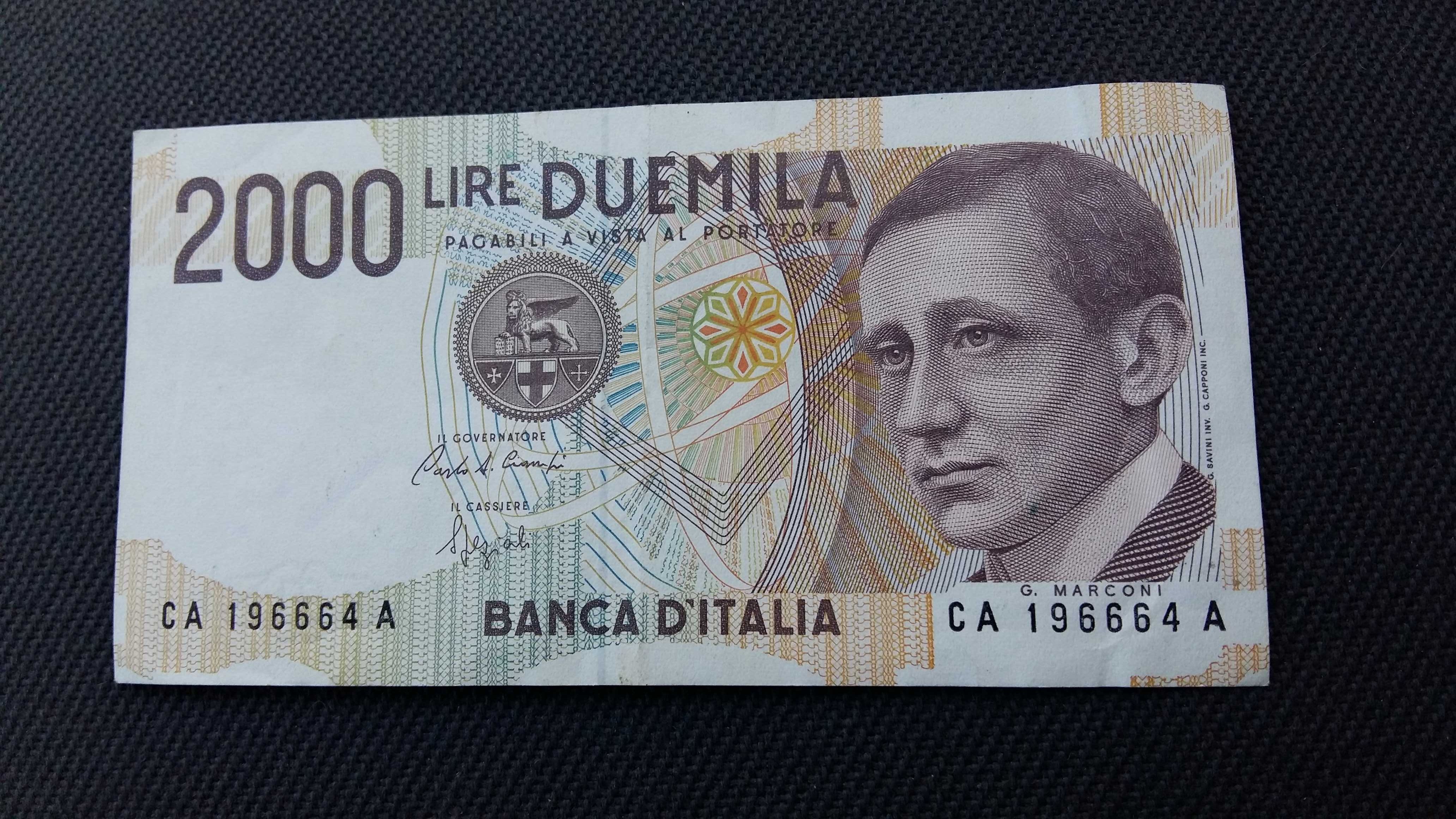 бони 2000 лир Италия 1990 год