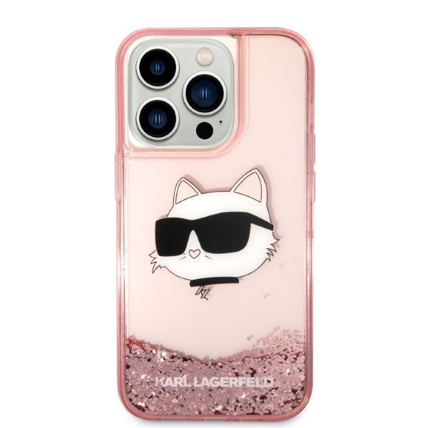 Etui Karl Lagerfeld Liquid Glitter do iPhone 14 Pro 6,1" różowy