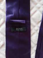 Hugo Boss/Fioletowy krawat jedwabny, jedwab Silk