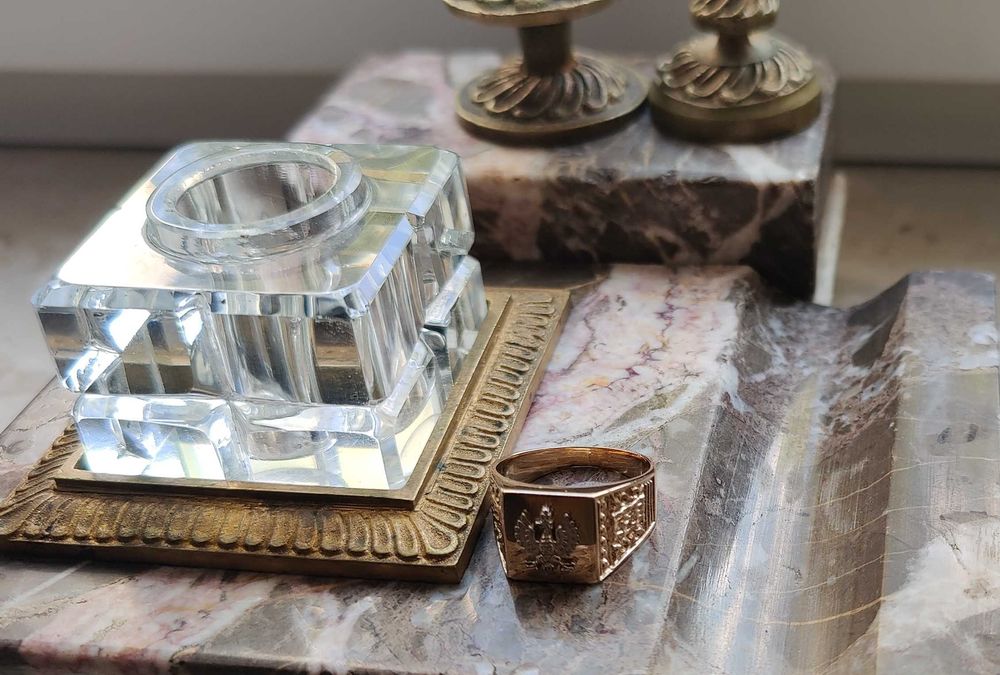 Złoty Sygnet Warmet 14k 585 Patriotyczny Orzełek 9.900 gr