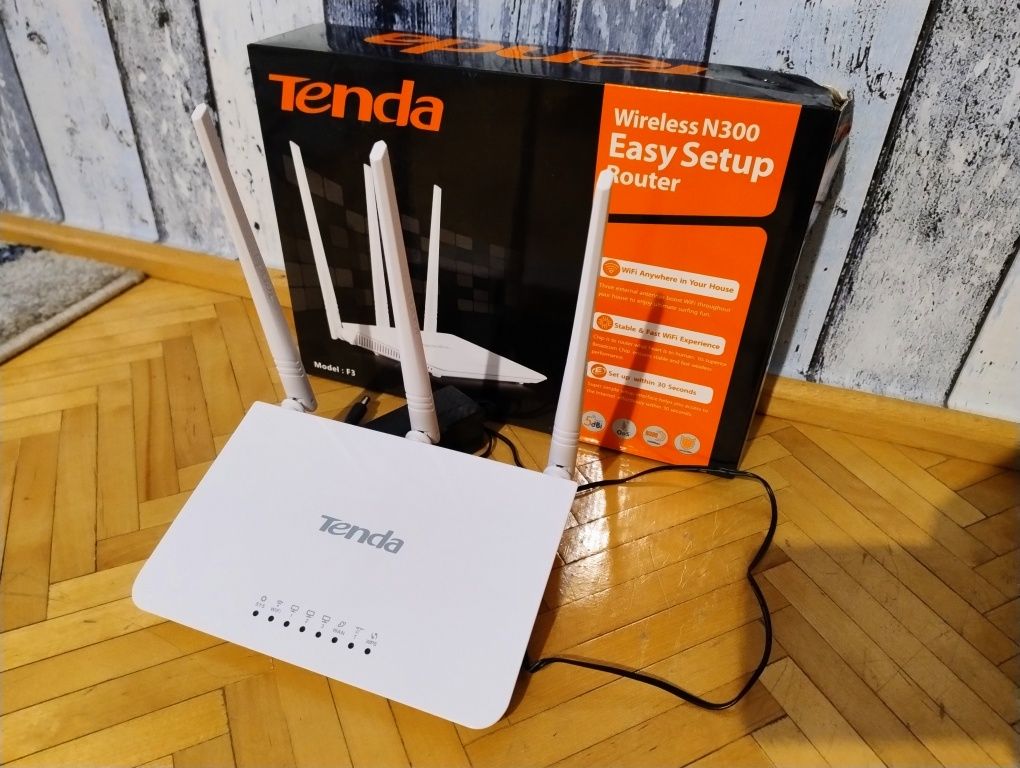 Router wifi Tenda F3 N300 3 anteny biały 100% sprawny