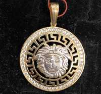 Duża przywieszka złota Versace wzór grecki 14k 585 polska próba złota