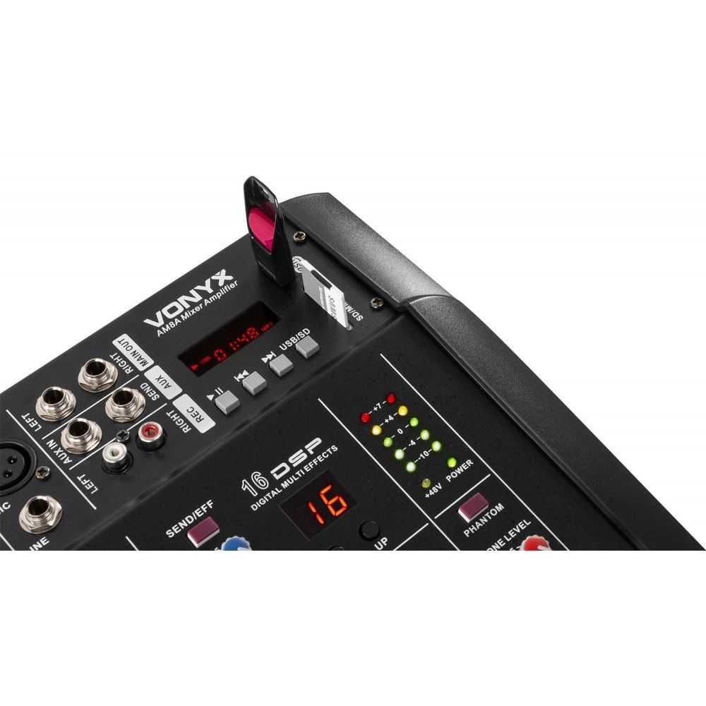 Powermikser Vonyx AM8A 8 kanałów USB Phantom +48V