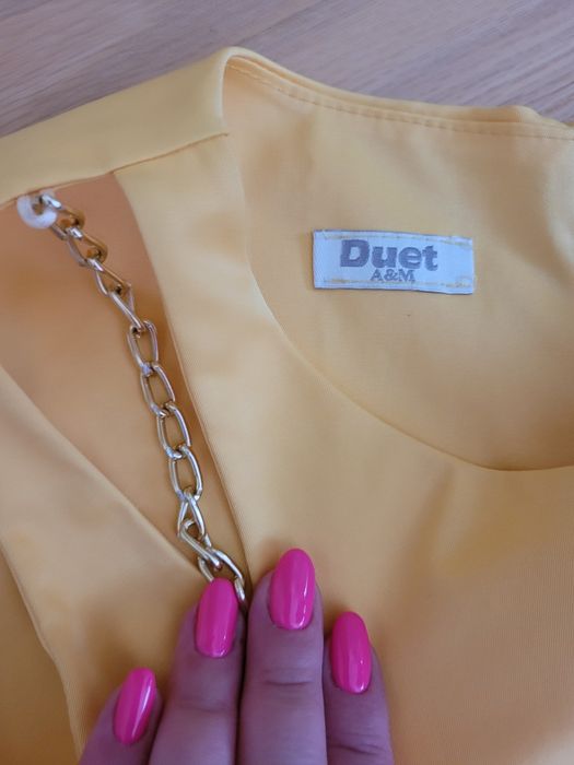 Żółta sukienka wizytowa rozmiar S, marka Duet