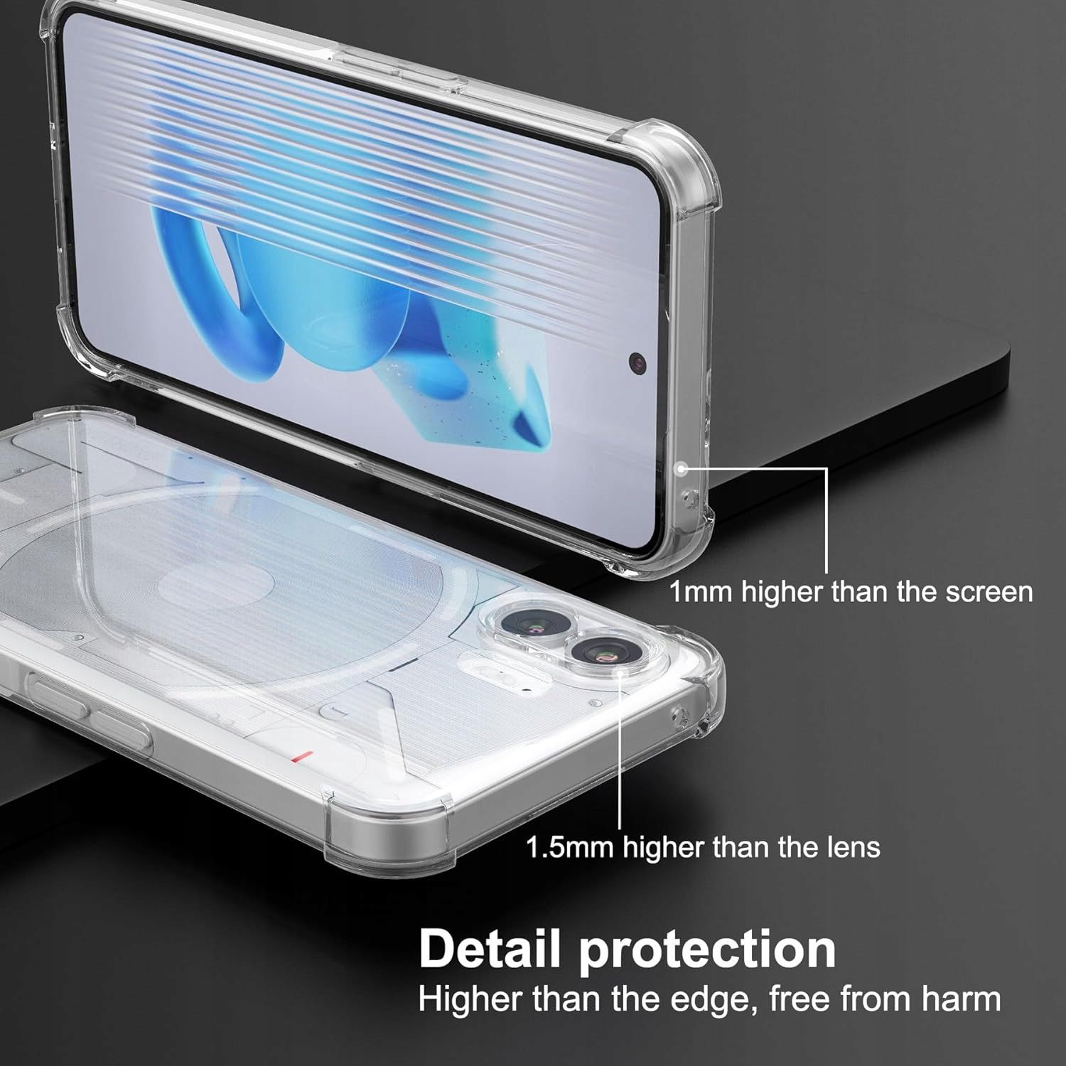 etui nothing phone 2 2023 przezroczyste odporne na zarysowania tpu
