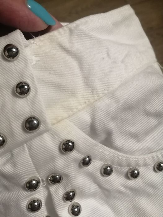 Nowe spodnie jeans białe S mega wysoki stan dżety luźne