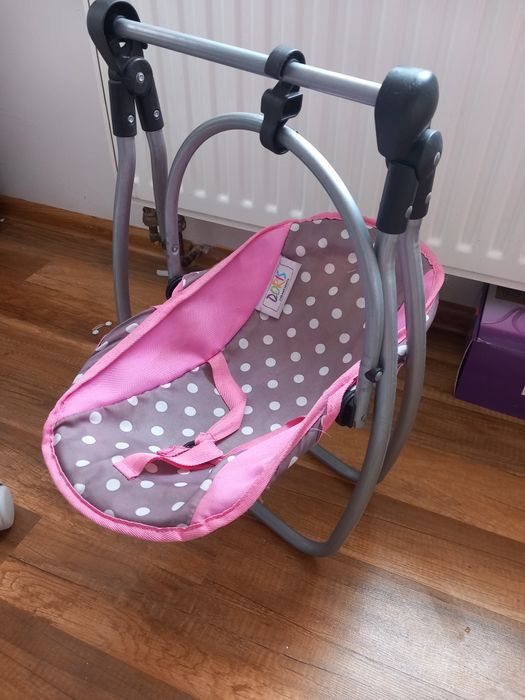 Zestaw dla lalki łóżeczko huśtawka i krzesełko do karmienia