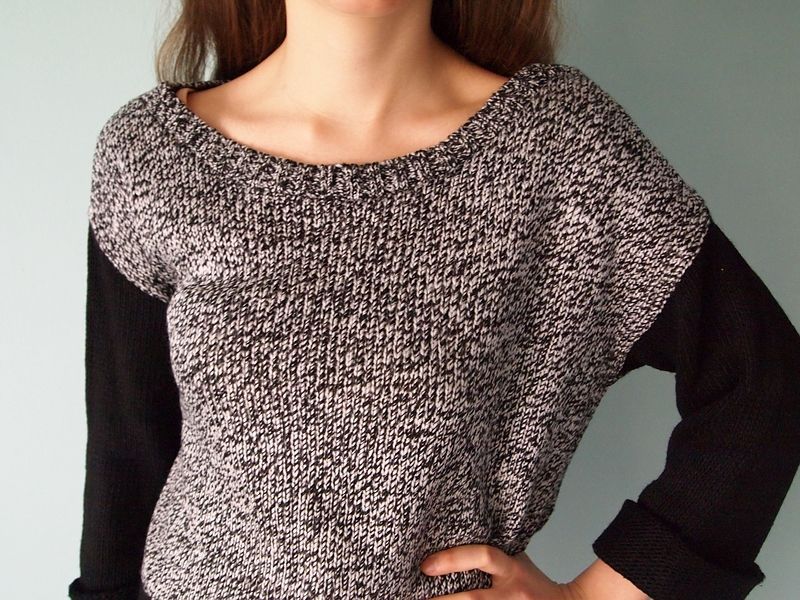 Szaro-czarny sweterek Atmosphere 38 M 36 S oversize sweter siwy szary
