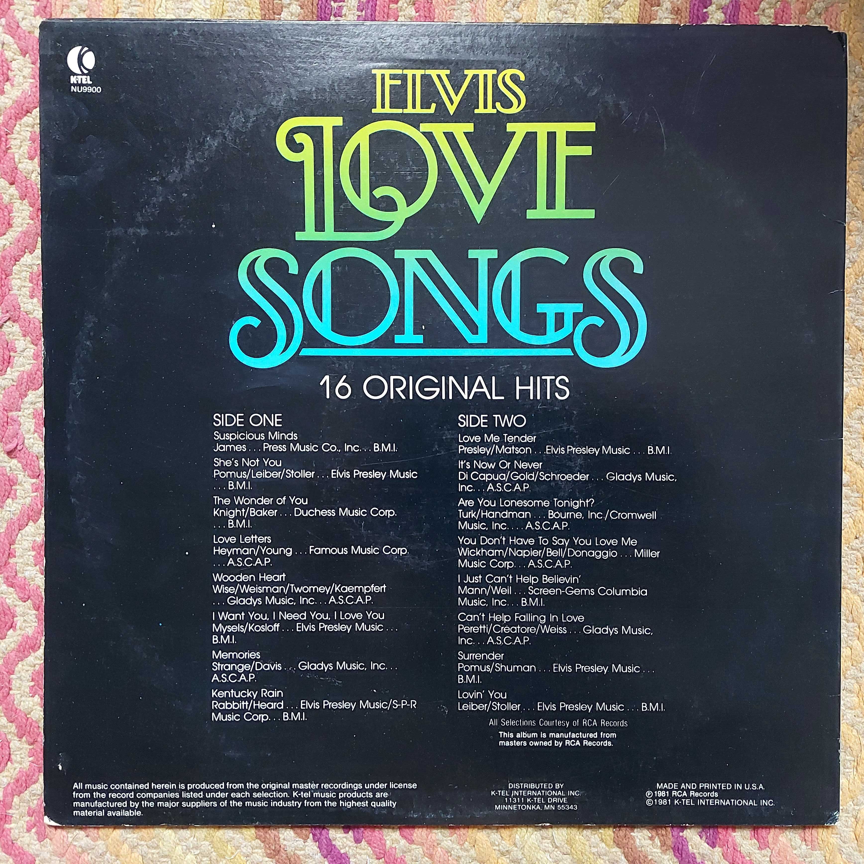 Elvis* ‎Love Songs  1981  US (NM-/VG+)