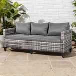 Trzyosobowa szara sofa rattanowa