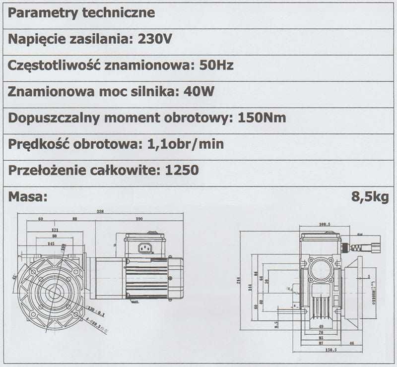 Przekładnia do ekogroszku PM 50 i 25 + Przekładnia Planetarna + Silnik