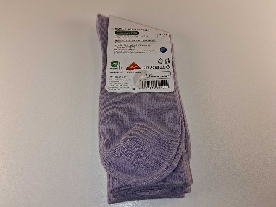 A050 Skarpetki Damskie Męskie Fioletowe Bawełniane Lycra Rozmiar 43-46