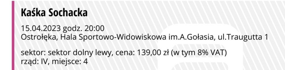 Bilety na koncert Kaśka Sochacka Ostrołęka, 15.04 20:00