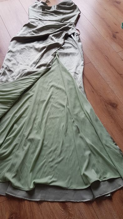 Magic Nights suknia wieczorowa z satyny w kolorze miętowym satyna 40 L