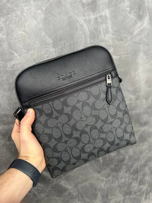 С КОРОБКОЙ подарок мужчине стильная сумка чёрная серая барсетка кожа